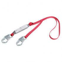 3M™ Protecta Fall Protection Pro™ Pack Fixed Shock Absorbing Lanyard - 130 - 310 lb Load - 3 ft L - Snap Hook - Red/Gray