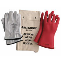 Linemen Class 00 Insulating Glove Kit, 11", Red, Size 10