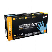 SAS® Derma-Lite Powdered Nitrile Disposable Gloves, 5 mil, 100/bx, SM