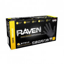 SAS RAVEN® Powder-Free Nitrile Exam Grade Disposable Gloves, 7 mil, 100/bx, SM