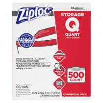 Ziploc® Double Zipper Storage Bags, 1 Quart, 500/bx