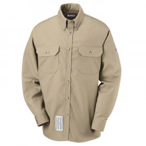 Bulwark® SLU2KH Flame Resistant Dress Uniform Shirt 88% Cotton, Khaki