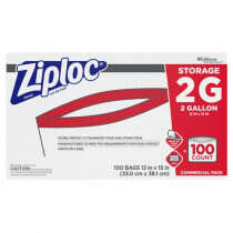 Ziploc® Double Zipper Storage Bags, 2 Gallon, 100/bx