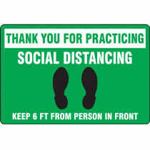 Slip-Gard™ Floor Sign: Thank You For Practicing Social Distancing, 12" x 18"