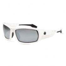 Skullerz® Odin Safety Glasses/Sunglasses, White Frame, Silver Mirror Lens Color