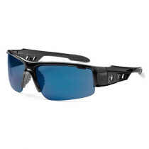 Skullerz® Dagr Safety Glasses/Sunglasses, Black Frame, Blue Mirror Lens Color