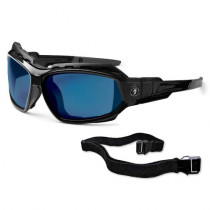 Skullerz® Loki Safety Glasses/Sunglasses, Black Frame, Blue Mirror Lens Color