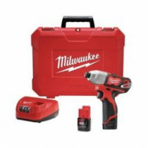 Milwaukee® M12™ Cordless 1/4" Hex Impact Driver Kit with Redlithium™ Batteries
