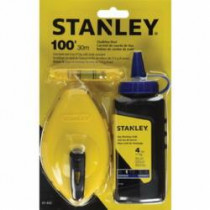 Stanley® 47-443 Chalk Box Set -  100 ft Line Length Polymer Line -  4 oz Chalk -  Sliding Door -  Folding Crank Handle