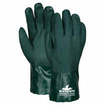 MCR Safety (6412) Double Dipped Premium PVC Coated Work Gloves, Nitrile Reinforced, Size Large