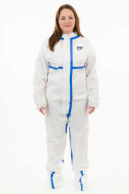 ViroGuard® 2 (W2501) White Biohazard Coveralls, Boot Only, Elastic Wrist & Ankle