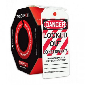 OSHA Danger Tags By-The-Roll: LOCKED OUT DO NOT OPERATE - 250/roll