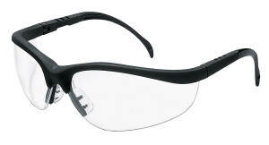 MCR Safety Klondike® KD1 Safety Glasses, Black Frame, Clear Anti-Fog Lens