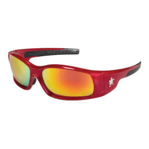 Swagger® SR1 Series Safety Glasses, Red Full Frame, Fire Mirror Lens