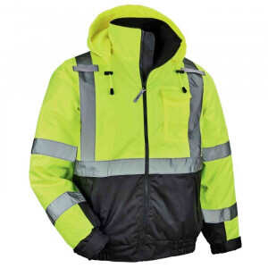 GloWear® 8377 Thermal HiViz Lime Jacket, CL3 Quilted Bomber