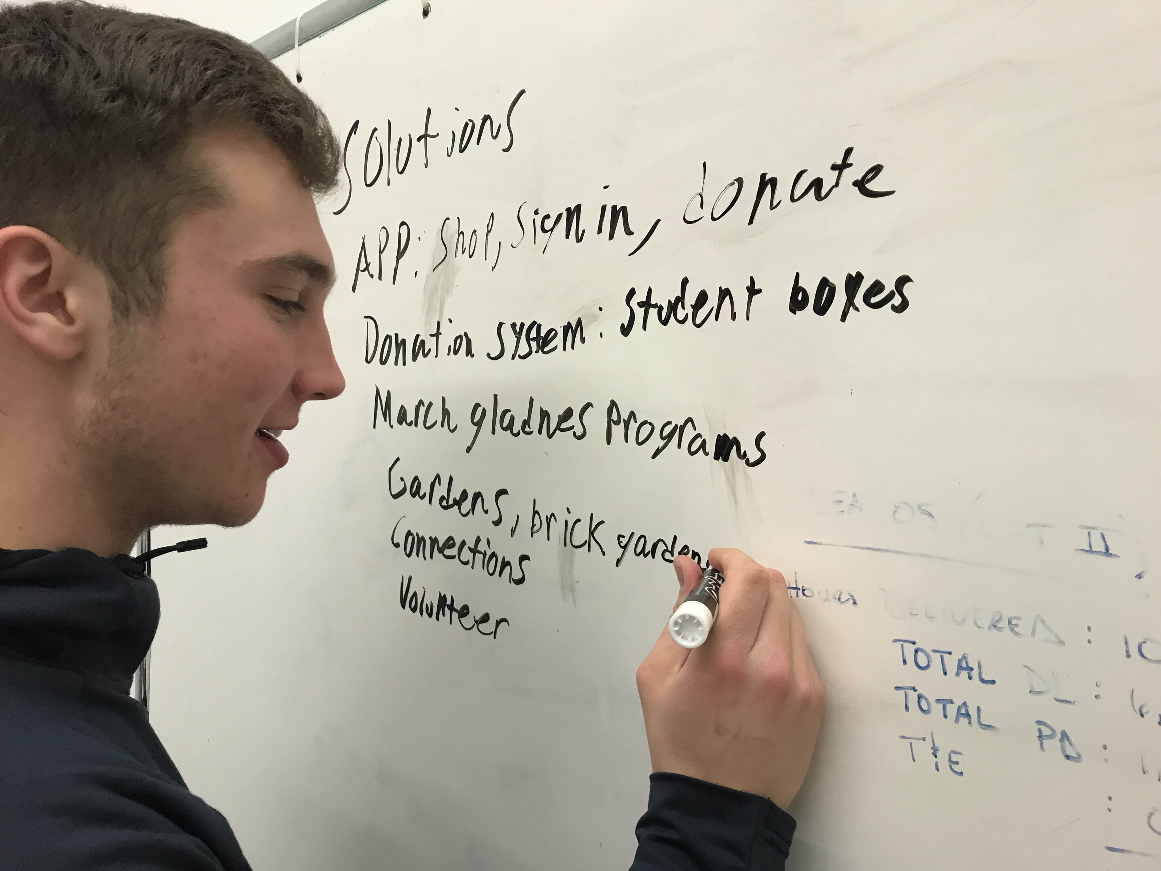 Photo of Student Writing on a Whiteboard