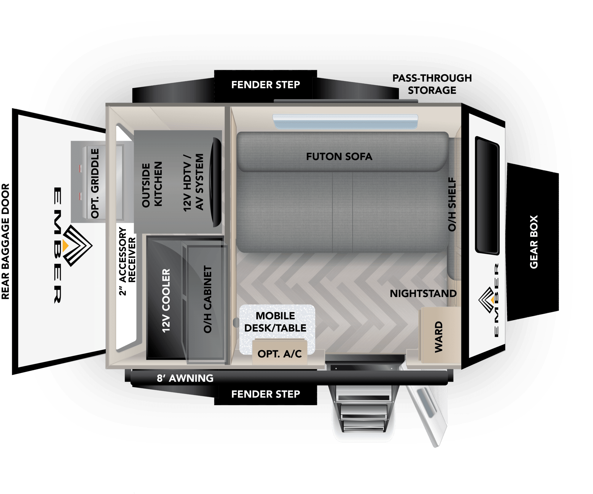 Ember RV Overland Micro Series ROK Travel Trailer Floorplan
