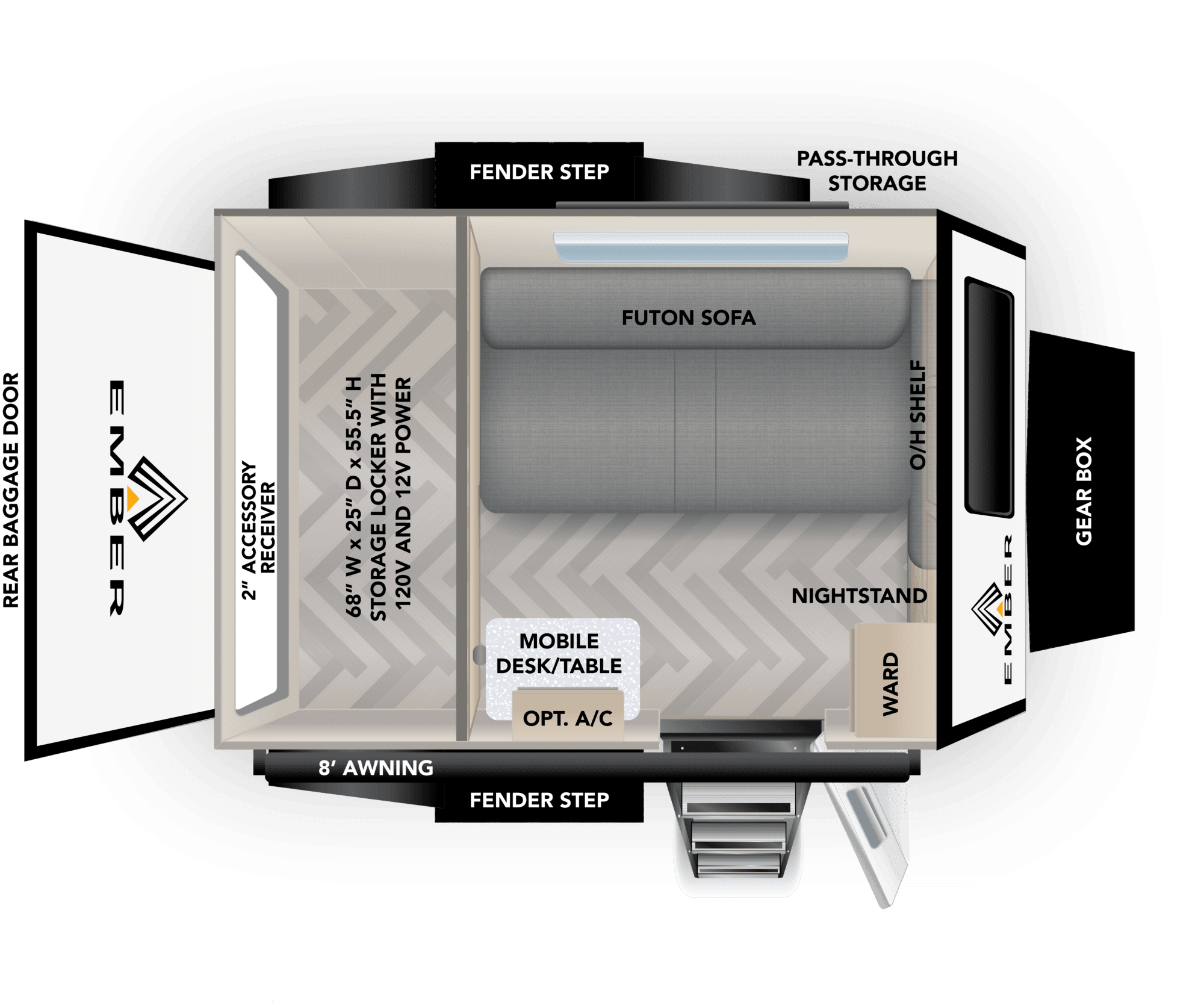 Ember RV Overland Micro Series ROL Travel Trailer Floorplan