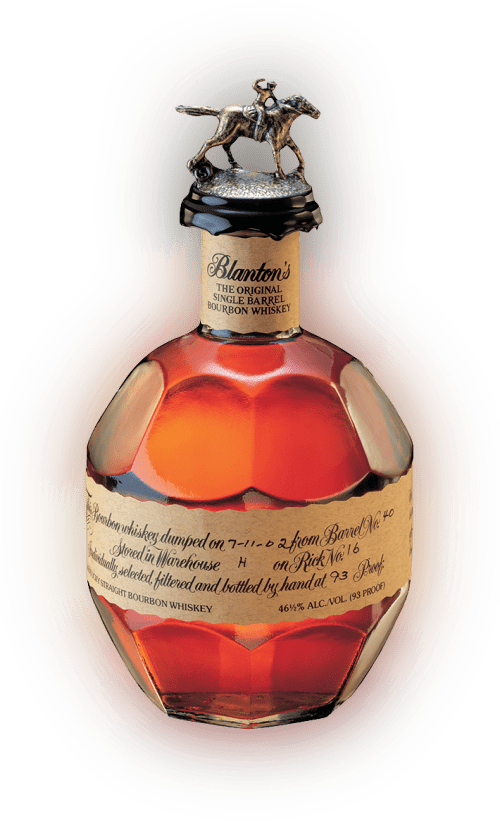 A 1 liter bottle of Blanton's Original Single Barrel Bourbon Whiskey