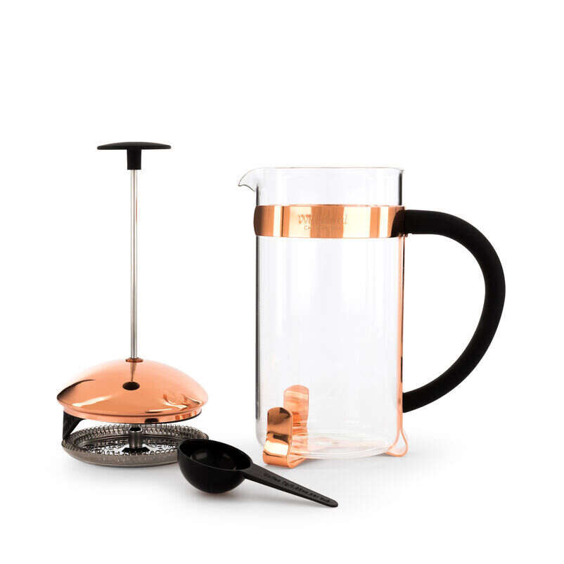Whittard Copper 8-Cup Cafetière dismantled