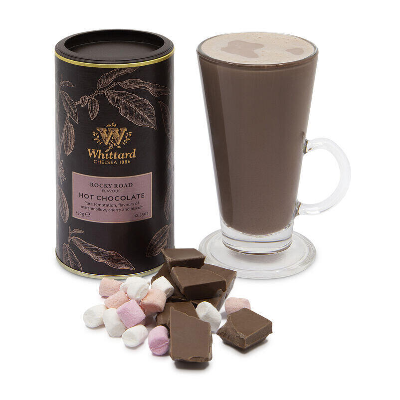 Rocky Road Flavour Hot Chocolate with chocolate chunks and marshmallows 