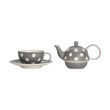 Florence Grey Tea-for-One with Teacup and Teapot separate