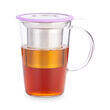 Lavender Glass Infuser Pao Mug with infuser in and tea
