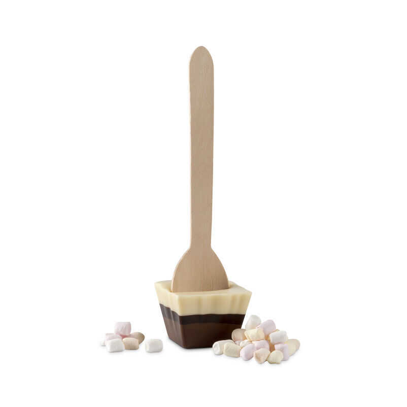 Latte Macchiato Flavour Chocolate Spoon with Mini Marshmallows