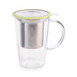 Pistachio Glass Infuser Pao Mug with infuser in and lid on