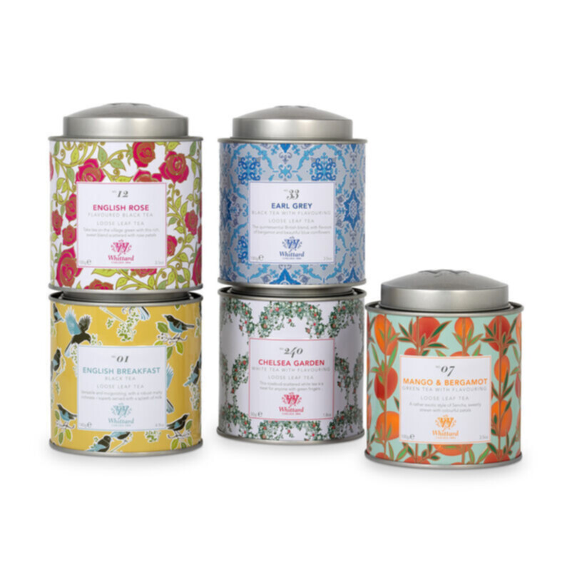 Collection of Tea Discoveries patterned tea caddies