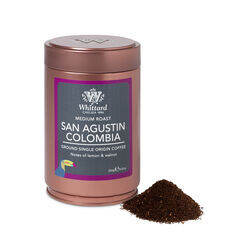 san agustin colombia ground coffee caddy, coffee, espresso, coffee flavours, caddy, copper caddy, ground coffee