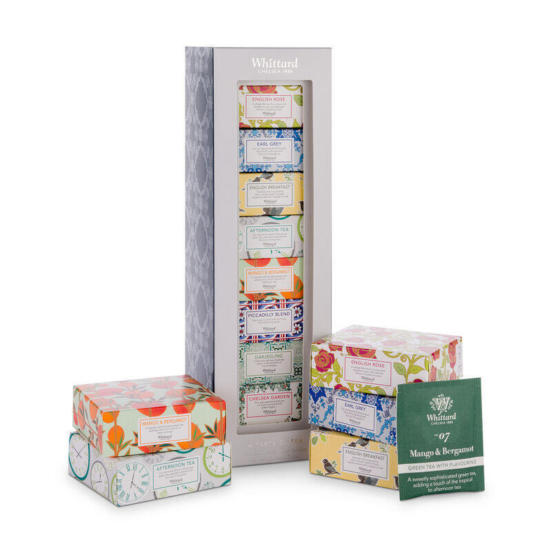 Taste of Tea with tea boxes outside of the gift