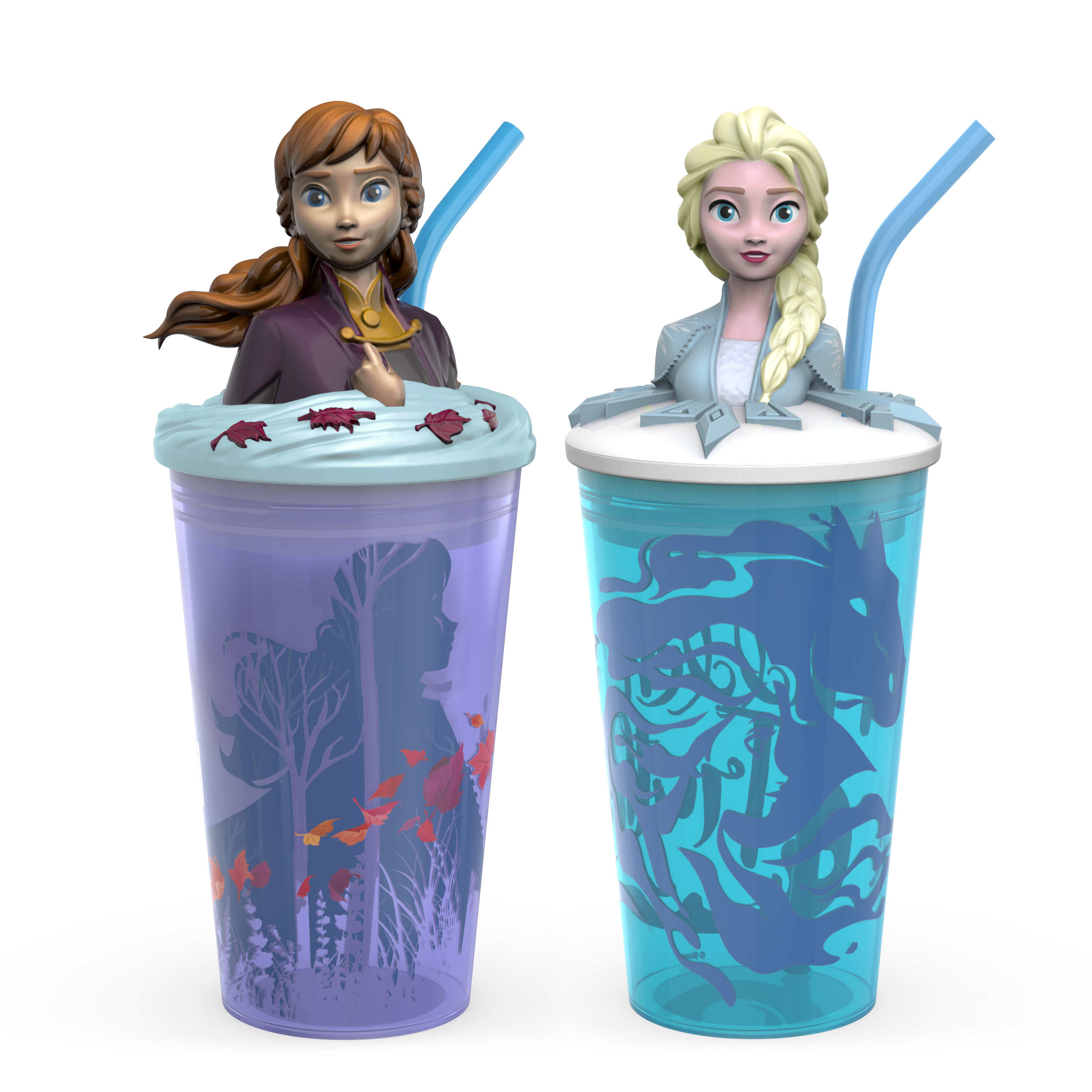 Details about   Zak Frozen Anna and Elsa 15oz Kids' Sculpted Topper Tumblers with Straws 2-Pack 