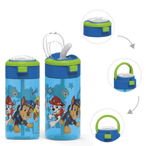 PAW PATROL Water Bottle Attached Snack Container Travel Trip Cup Blue NEW Zak 