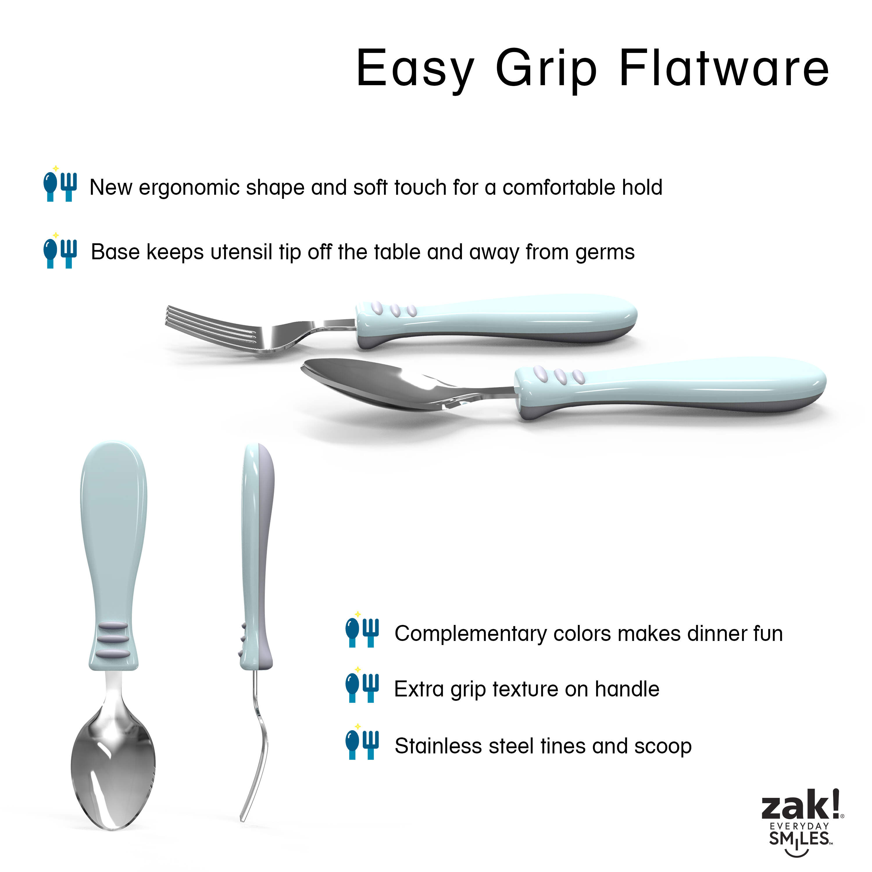 Disney Frozen Elsa Flatware Set Easy Grip Spoon and Fork BPA Free by Zak 3+ 