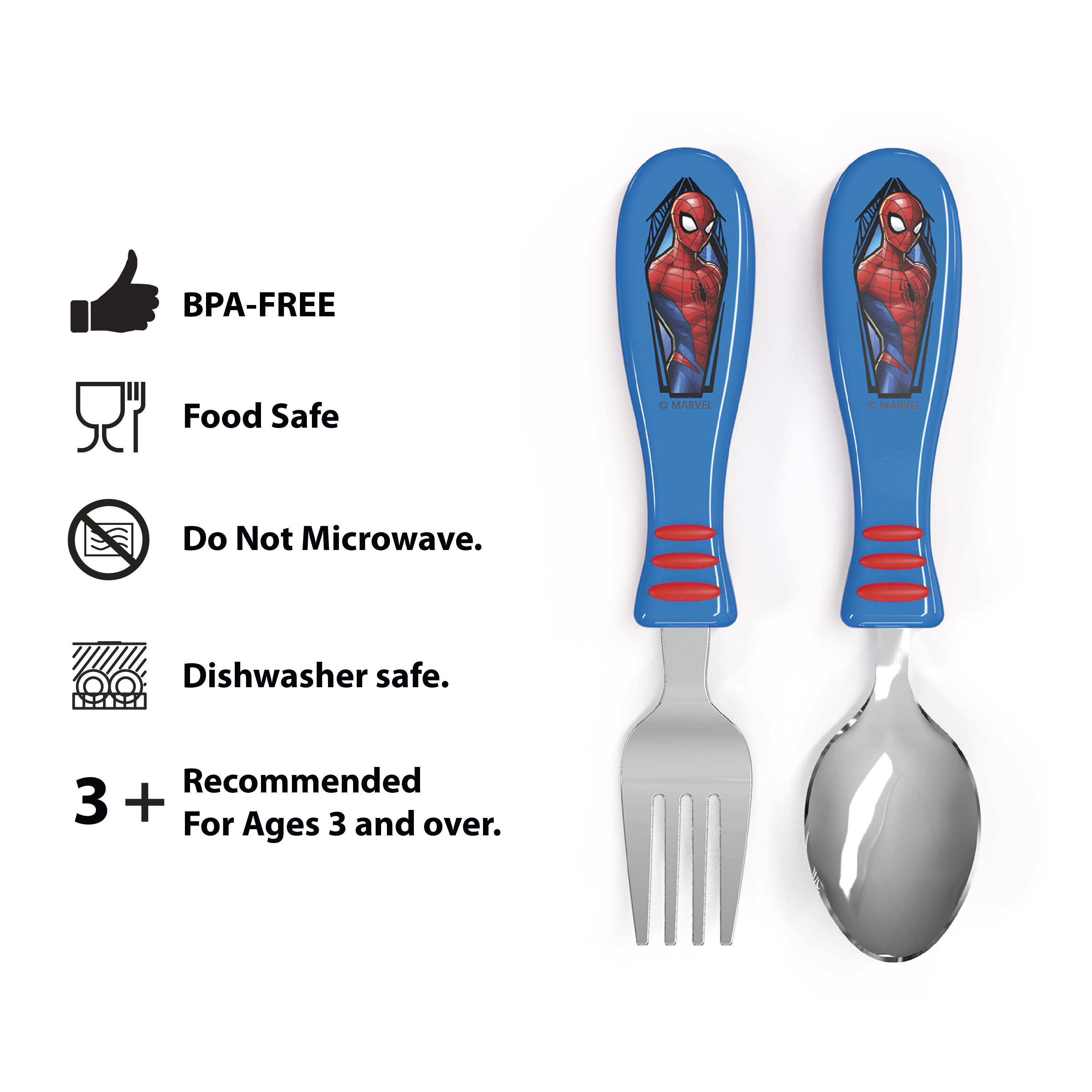 Kids Marvel Spider-man Stainless Steel And Plastic Cutlery Set 