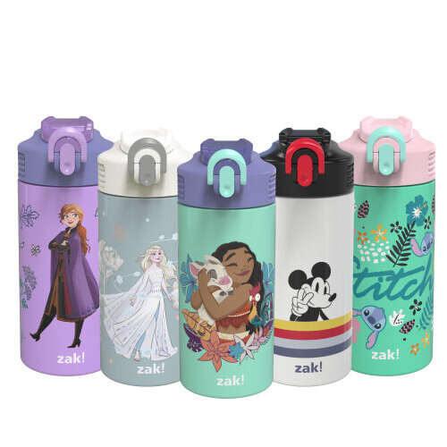 Perfect Frozen 2 Water Bottle for Kids School Days and Trips Frozen 2 Stainless Steel Bottle for Kids Zak Designs Disney Frozen Kids Insulated Water Bottle with Push Button Spout Inc 15.5 oz. 