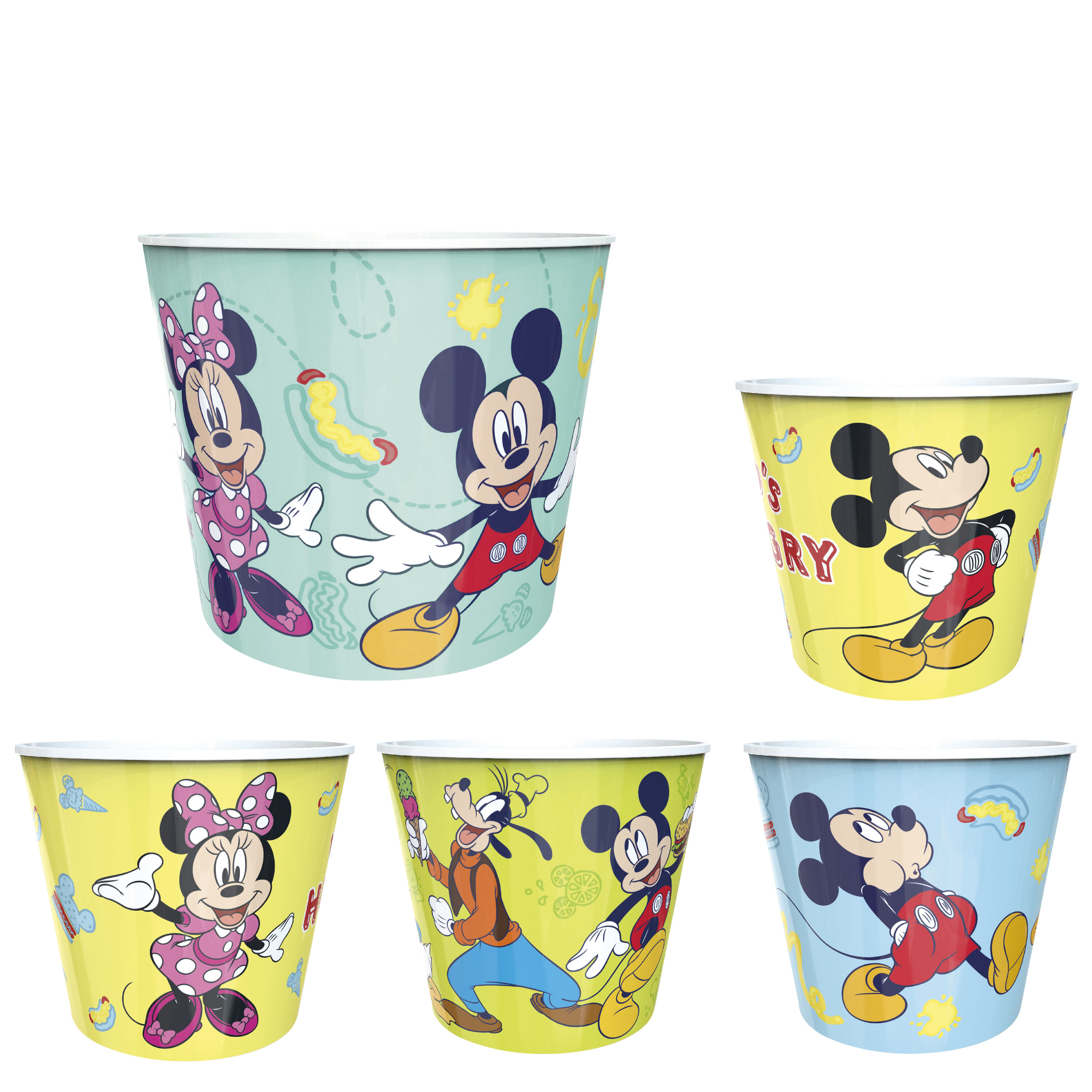 4 x Disney yellow plastic bowls Mickey Minnie Mouse Donald Duck NEW 