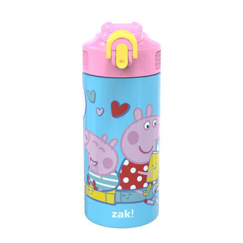 Durable Cup for Sports or Travel 13.5 oz, 18/8 SS Stainless Steel Kids Water Bottle with Flip-Up Straw Spout and Locking Spout Cover Zak Designs Baby Shark Double-Wall Vacuum Insulated 