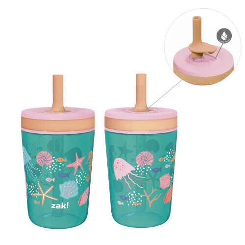 Perfect Baby Cup Bundle for Kids Non-BPA Leak-Proof Screw-On Lid with Straw Made of Durable Plastic and Silicone Zak Designs Kelso 15 oz Tumbler Set, 2pc Set Space 