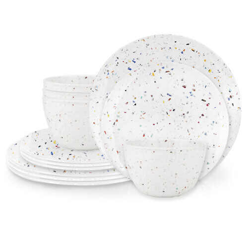 Zak Designs Confetti 8 Inches Melamine Recycled Bowl Set for Salad 