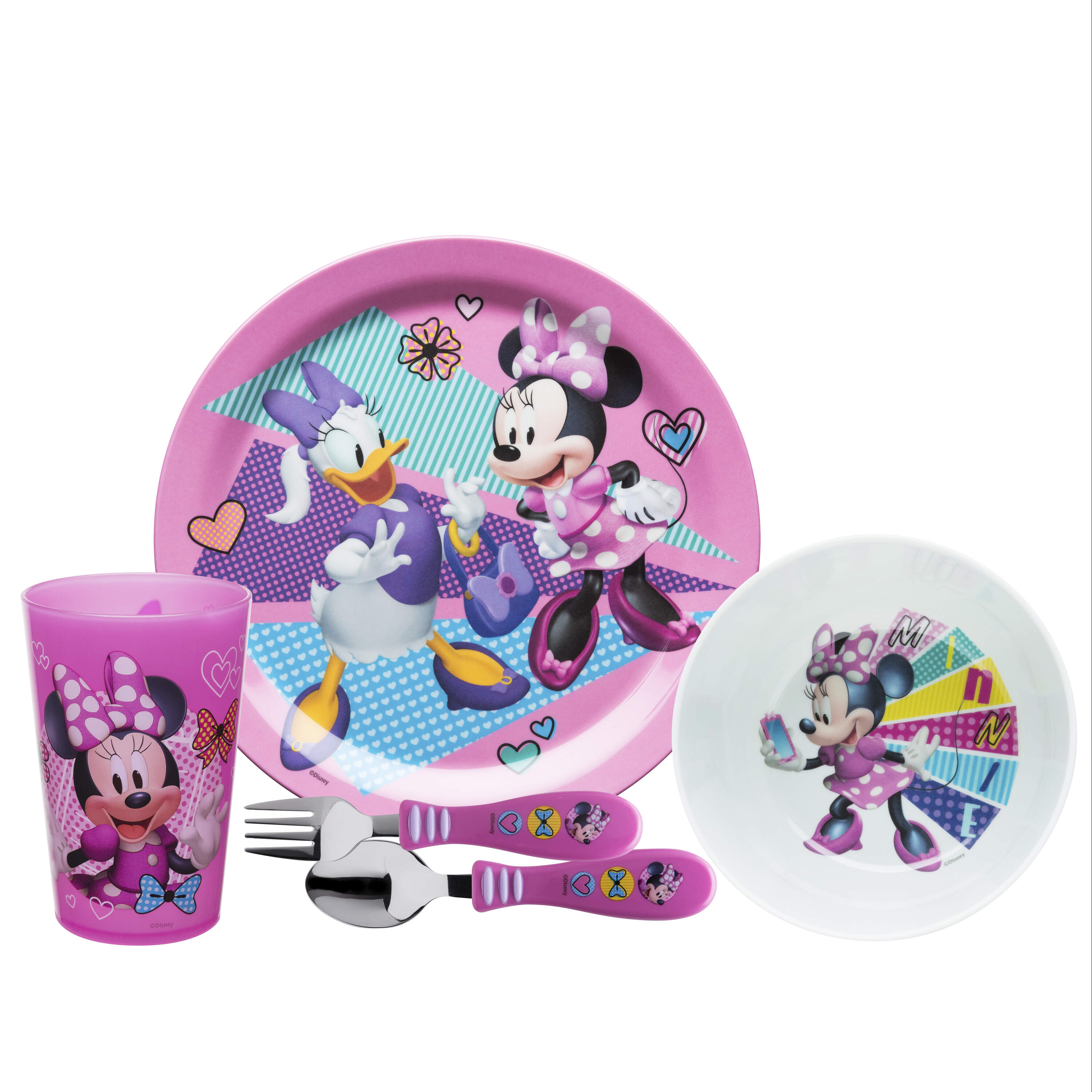 Disney Minnie Mouse Breakfast Meal Set With Bowl & Cup Plate 