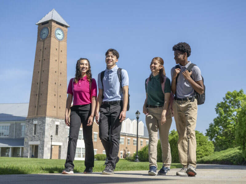 Senior Division Students Walking on MHS Campus