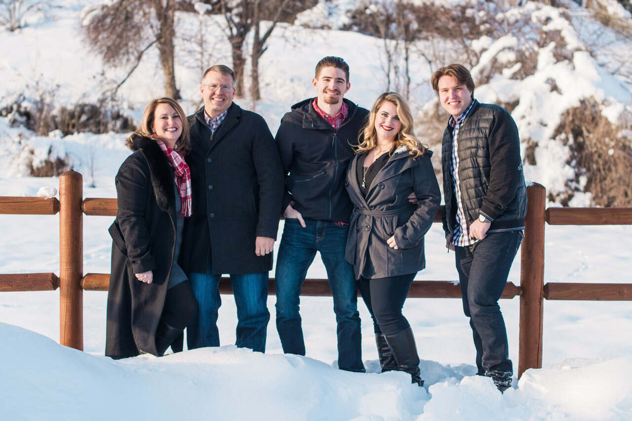 Milton Hershey School alumnus Chuck Seidel ’87 poses for a photo with his family.