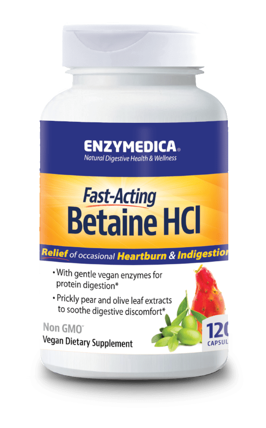 Betaine HCl supplement relieves symptoms heartburn improves digestion