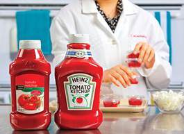 Ketchup bottles in a laboratory