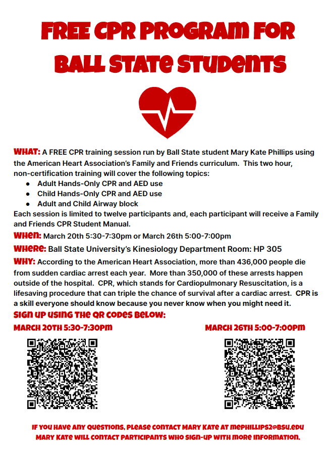 Free CPR Program for BSU Students | Ball State University
