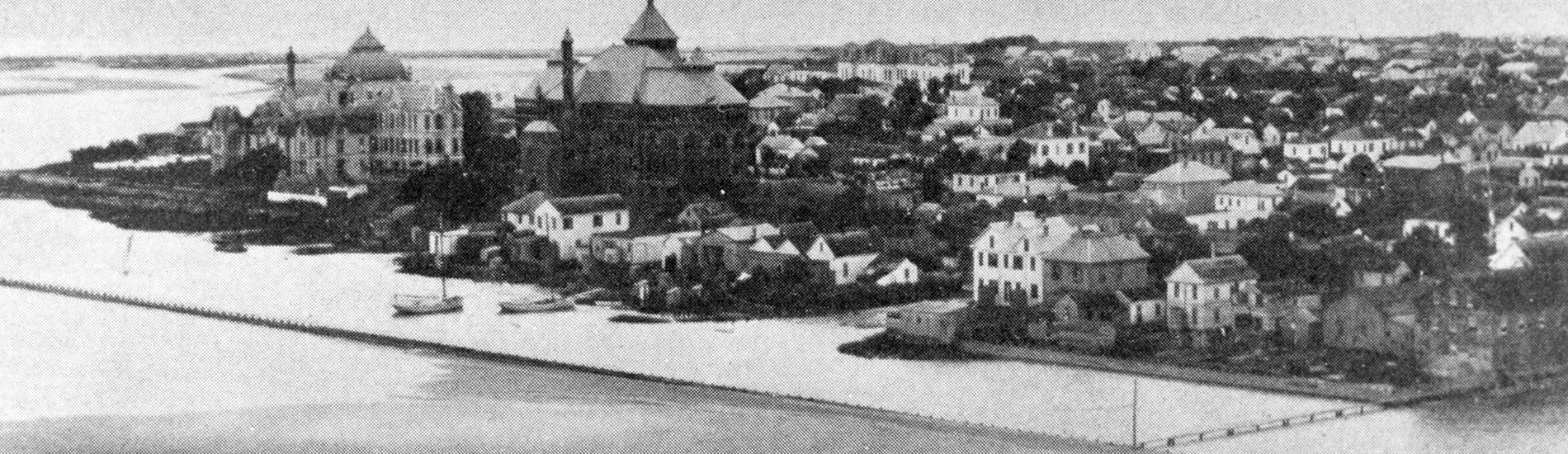 Historic aerial view of the Galveston Coast