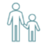 Adult holding child's hand icon 