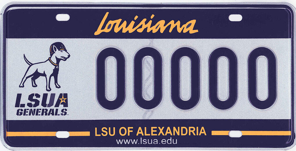 LSUA license plate